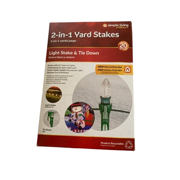 Simple Living Solutions 2 in 1 Yard Light Stakes Tie Down - Picture 1 of 8
